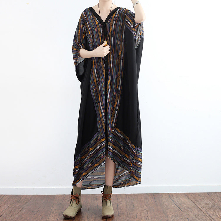 Print Sundress Flowy Chiffon Beach Dresses Oversize Caftans Gown