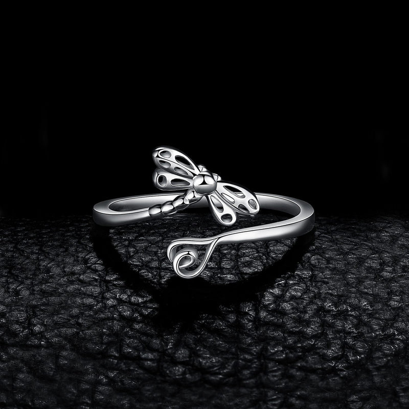 Dragonfly Silver Wrap Ring