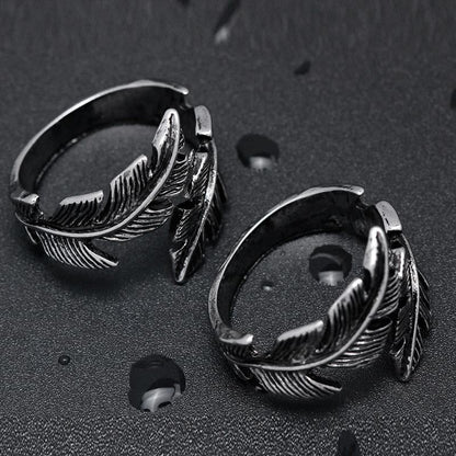 Feather Titanium Steel Wrap Ring