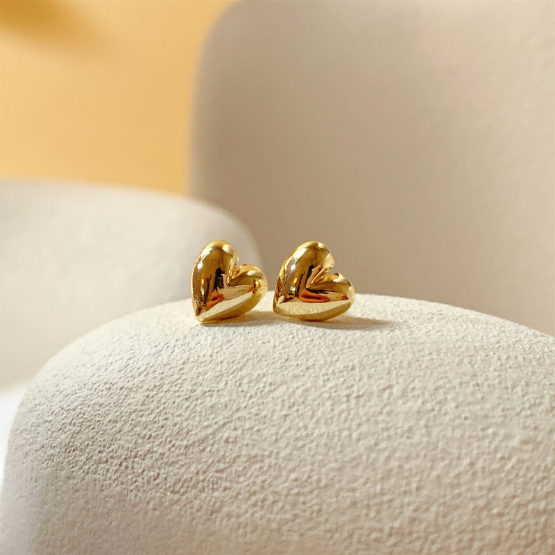 Puffy Heart Stud Earrings