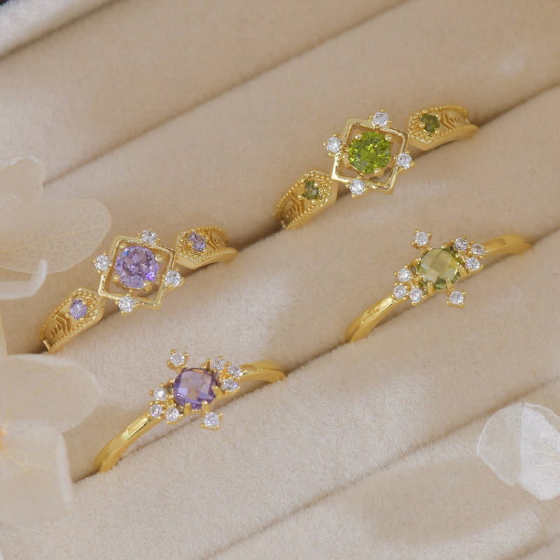Amethyst Baroque Ring Set