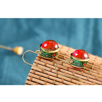 Red Corundum Spiritual Earrings for Confidence and Courage