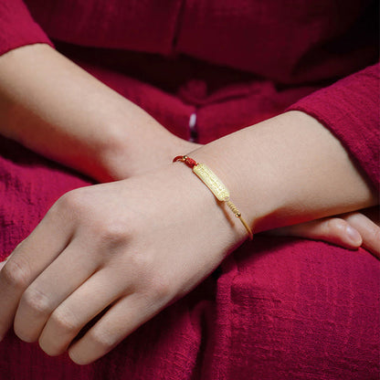Red String Bracelet With 14k Gold Plated Amulet