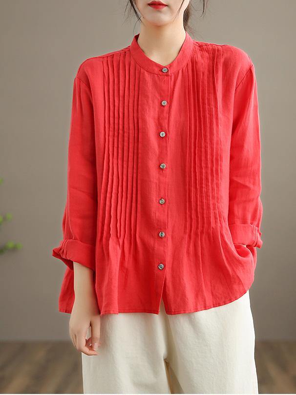 Organic White-bird Linen Shirt Tunics Women Ramie Blouse