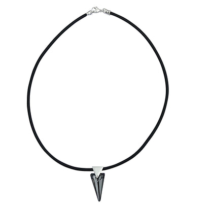 Reversible Dark Rainbow Swarovski Crystal Spike Pendant Necklace on Sterling Silver Black Leather Cord