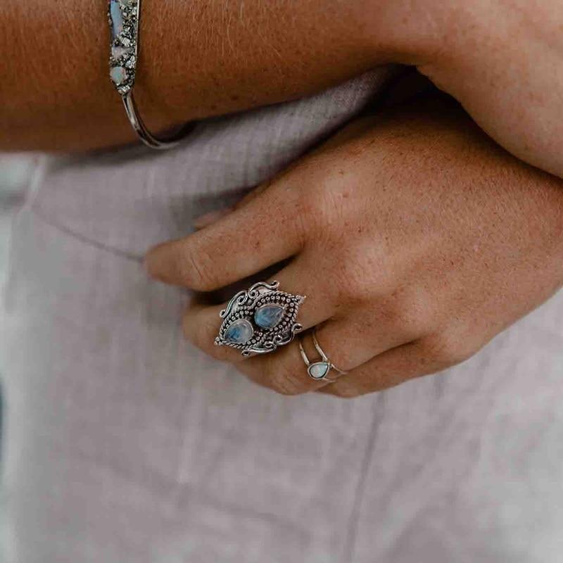 Double Water Drop Moonstone Ring