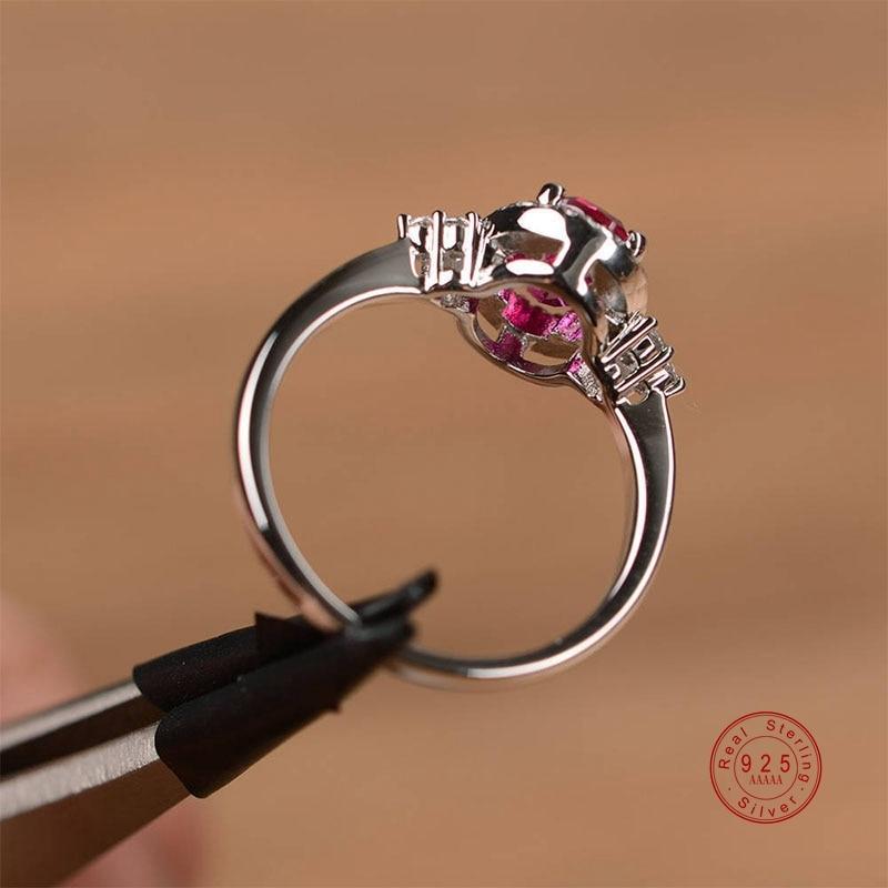 Sparkling Red Crystal Silver Ring
