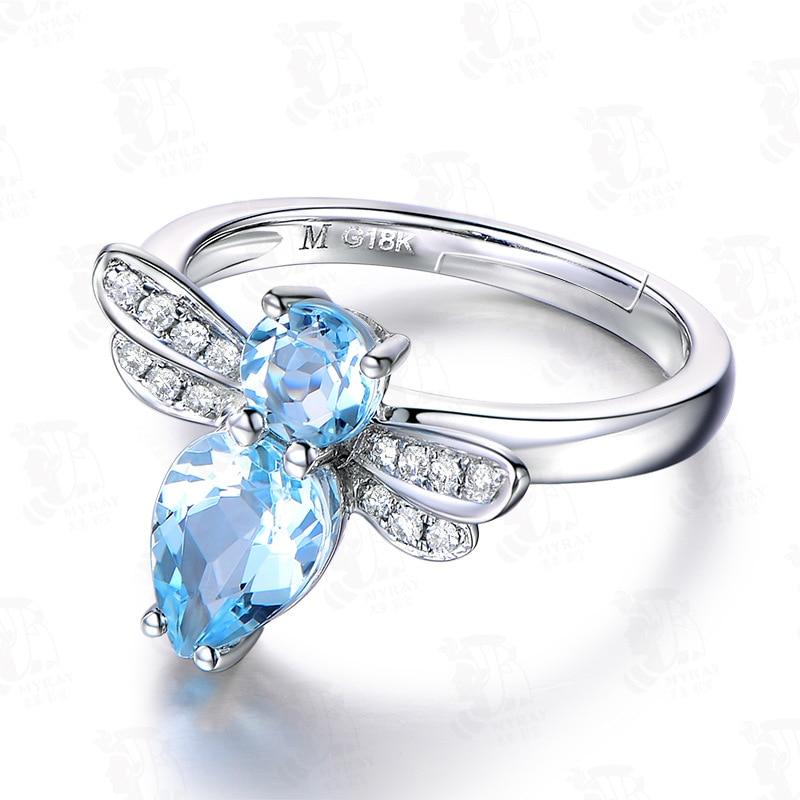 Topaz Dragonfly Silver Ring