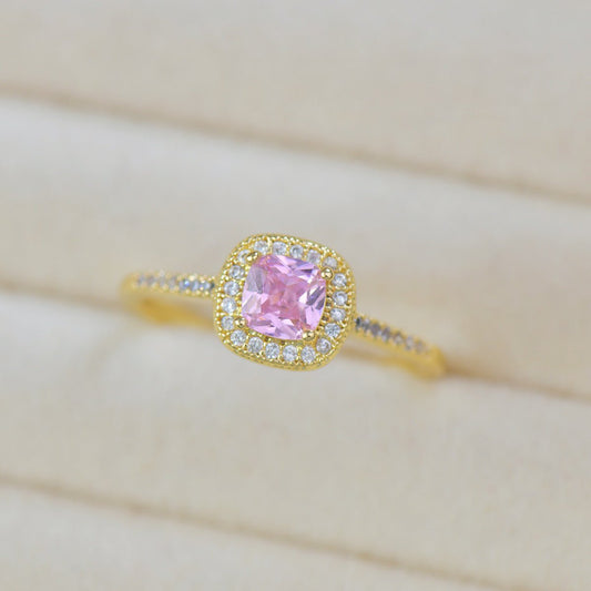 Rosaline Halo Ring in Gold