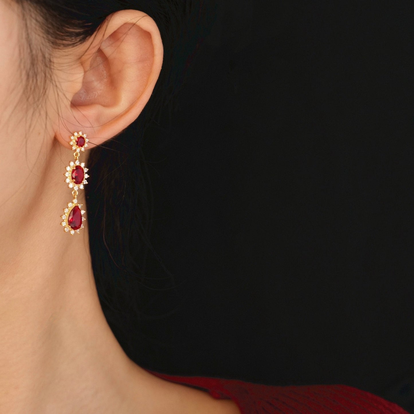 Rosa Ruby Drop Earrings