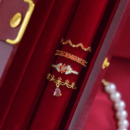Scarlet Chevron Ring