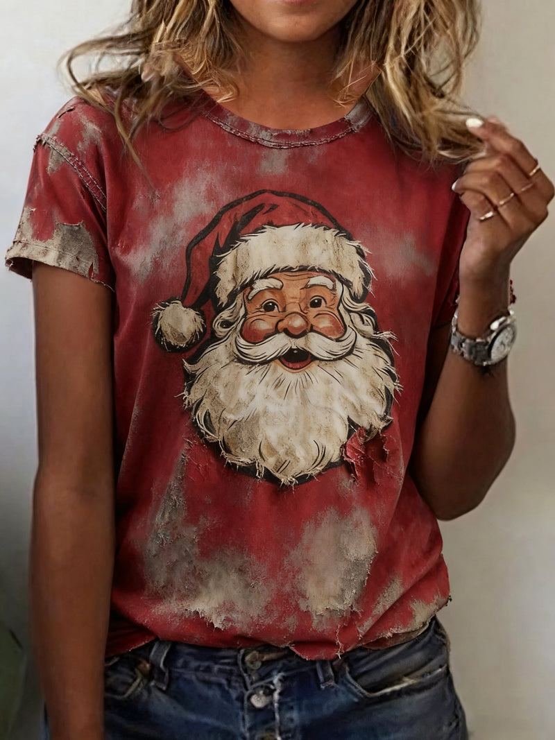 Women's Santa Claus Print Casual T-Shirt