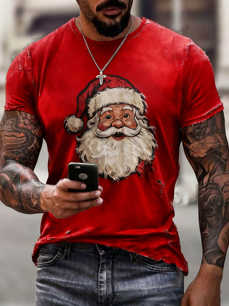 Men's Santa Claus Print Casual T-Shirt