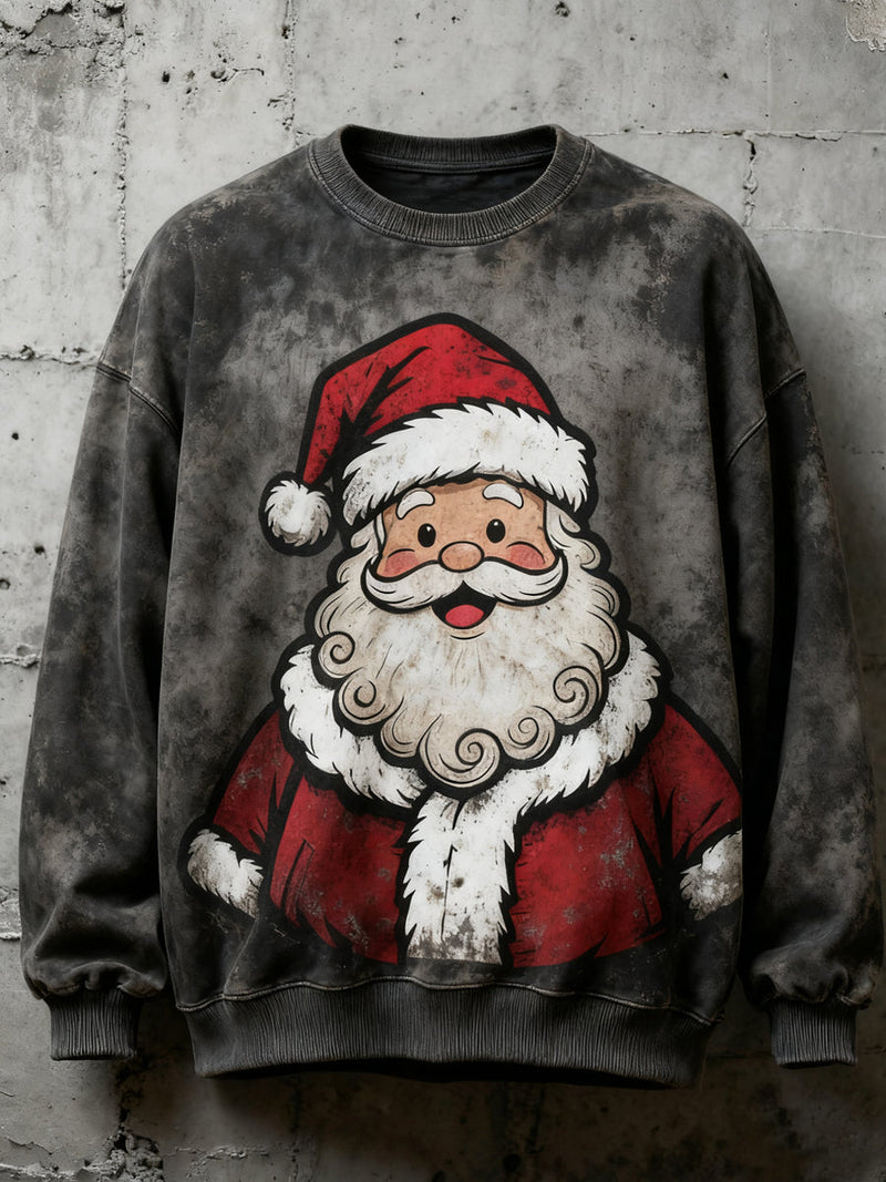 Men's Vintage Santa Claus Print Casual Sweatshirt