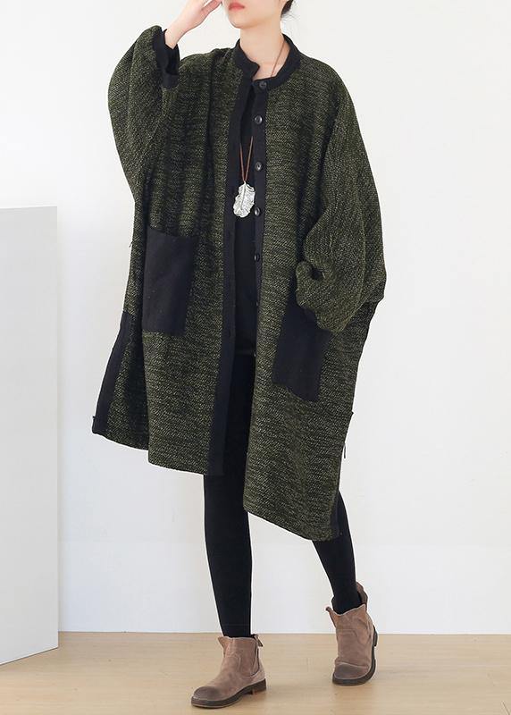 Spring Army Green Knit Cardigans Spring O Neck Knitted Coat