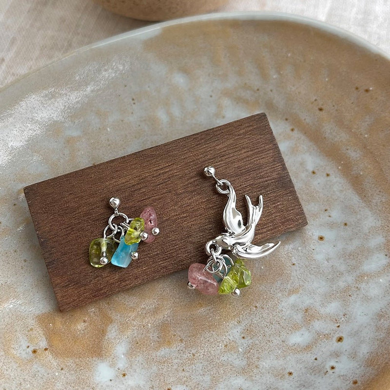Spring Bird Quartz Earrings