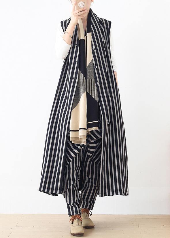 Spring Sleeveless Cardigans and Pant Red Striped Two Pieces