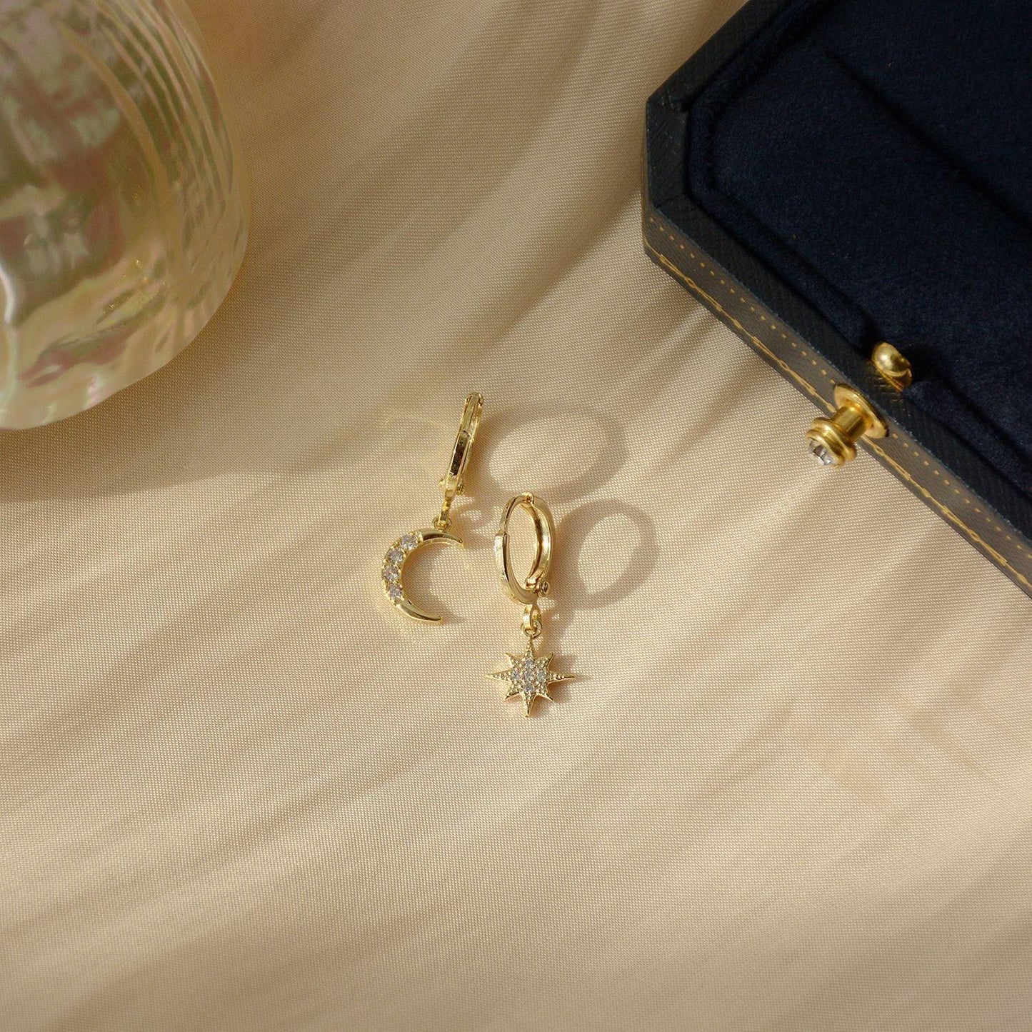 Star Moon Huggie Earrings