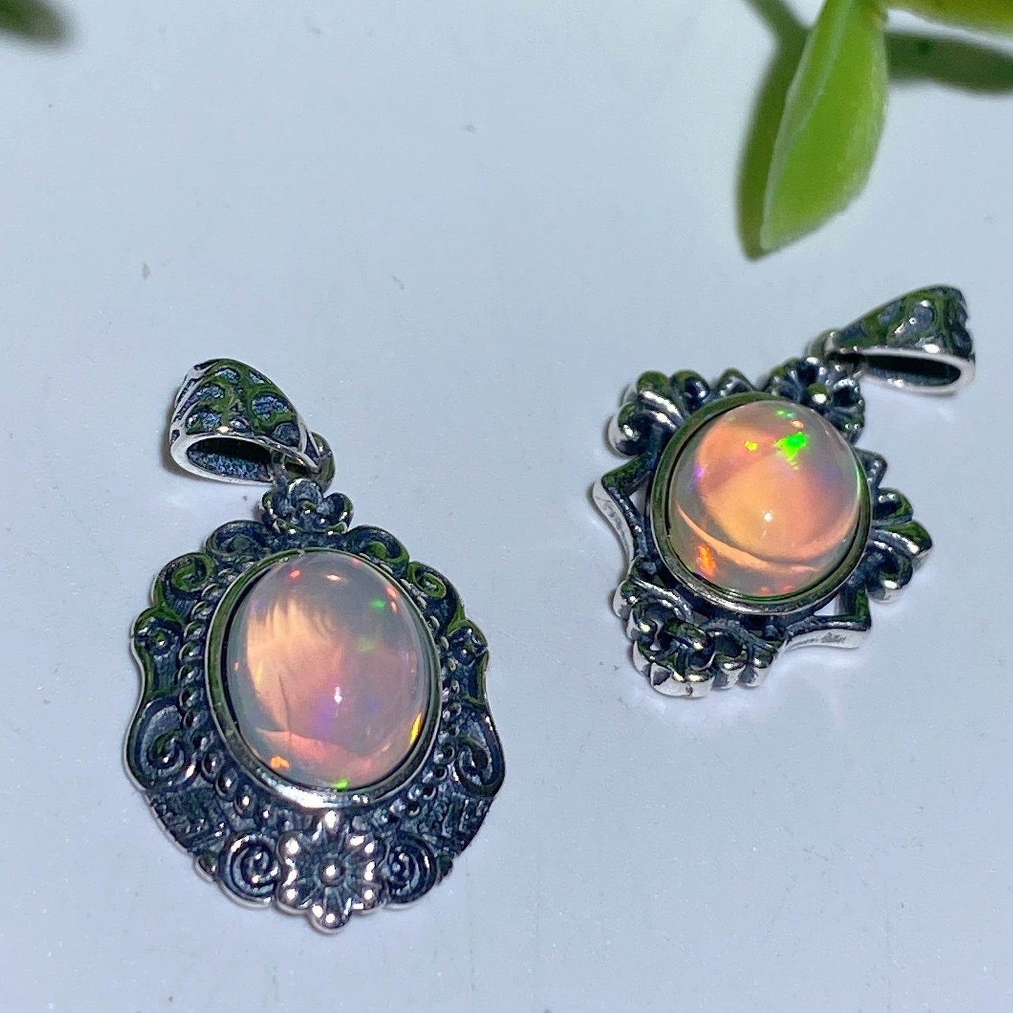 Sterling Silver Rainbow Opal Spiritual Pendant 20mm