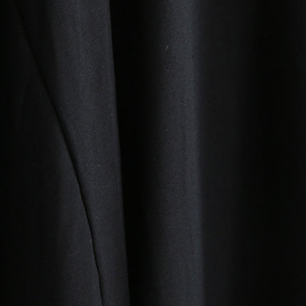 Stylish Black Cotton Blended Side Open Dresses O Neck Pockets New Long Sleeve Asymmetric Baggy Dresses