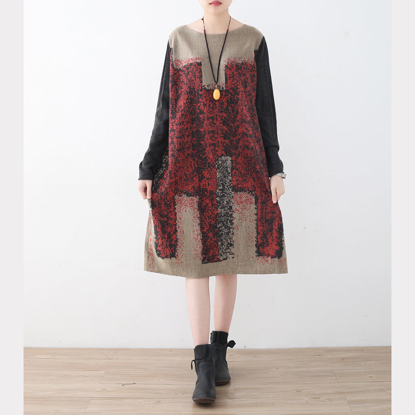 Stylish Khaki Knit Dress Patchwork Sweater Fine Asymmetrical Sweater