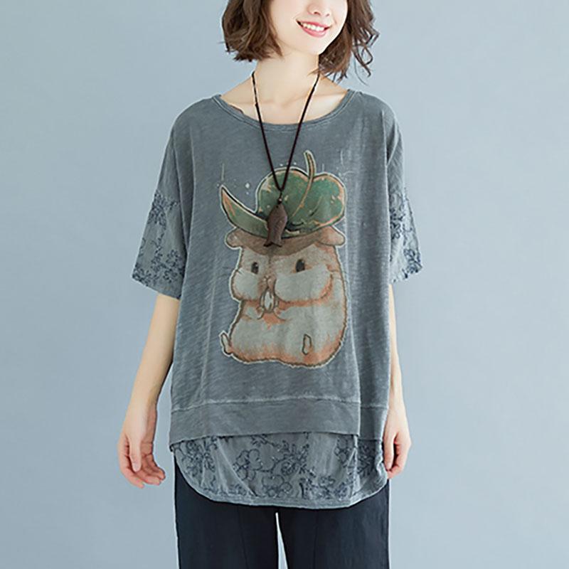 Stylish Linen Cotton Tops Clothing Summer Embroidery Short Sleeve Slit Blouse