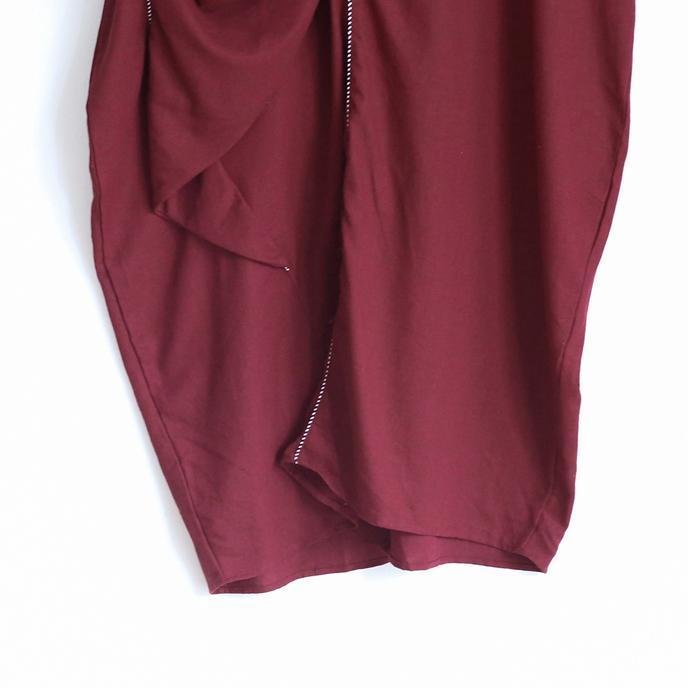 Stylish Red Linen Dress Oversize Asymmetrical Hem Traveling Clothing New Asymmetrical Zippered Kaftans