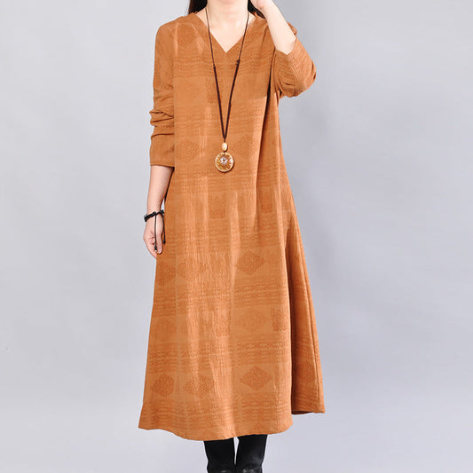Stylish Yellow Linen Knee Dress Linen Clothing Dress 2018back Side Open V Neck Linen Clothing Dress