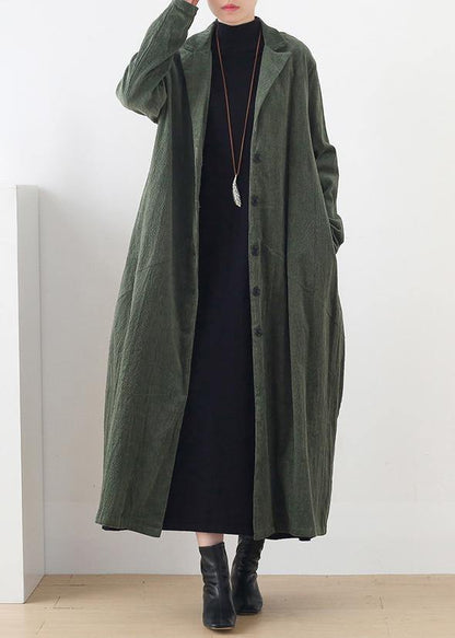Suit Collar Striped Outfit Green Loose Outwears