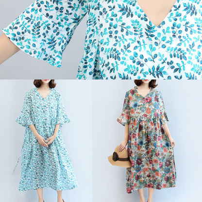 Summer Cotton Blend Sundress Oversize Bracelet Sleeved Maxi Dress