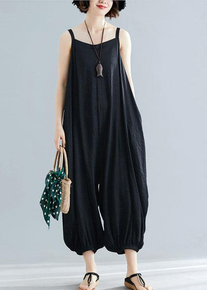 Summer New Cotton Jumpsuit Pants High Waist Carpenter Crop Pants
