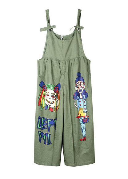 Summer Yellow Cotton Cartoon Prints Jumpsuit Pants Jumpsuit Pants