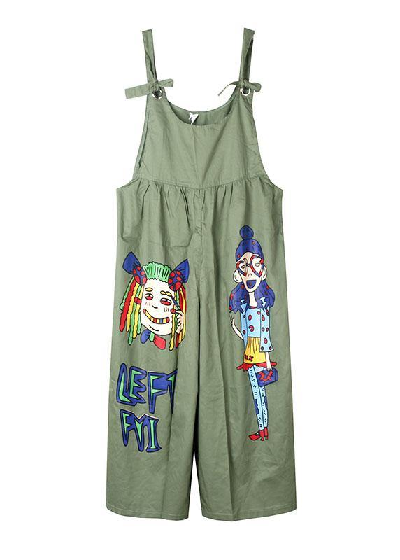 Summer Yellow Cotton Cartoon Prints Jumpsuit Pants Jumpsuit Pants