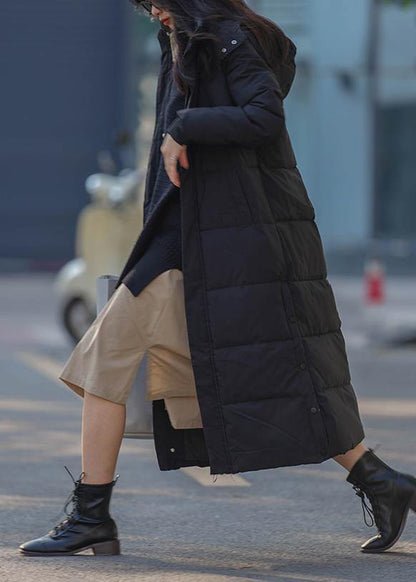 Thick Black Parka Warm Winter Coat Hooded Zippered Winter Outwear