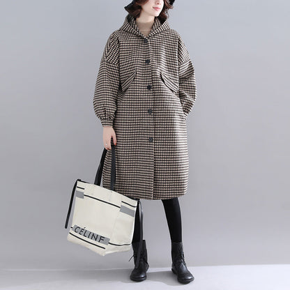 Thick Plaid Parkas Hooded Warm Winter Coat Long Sleeve Winter Coats