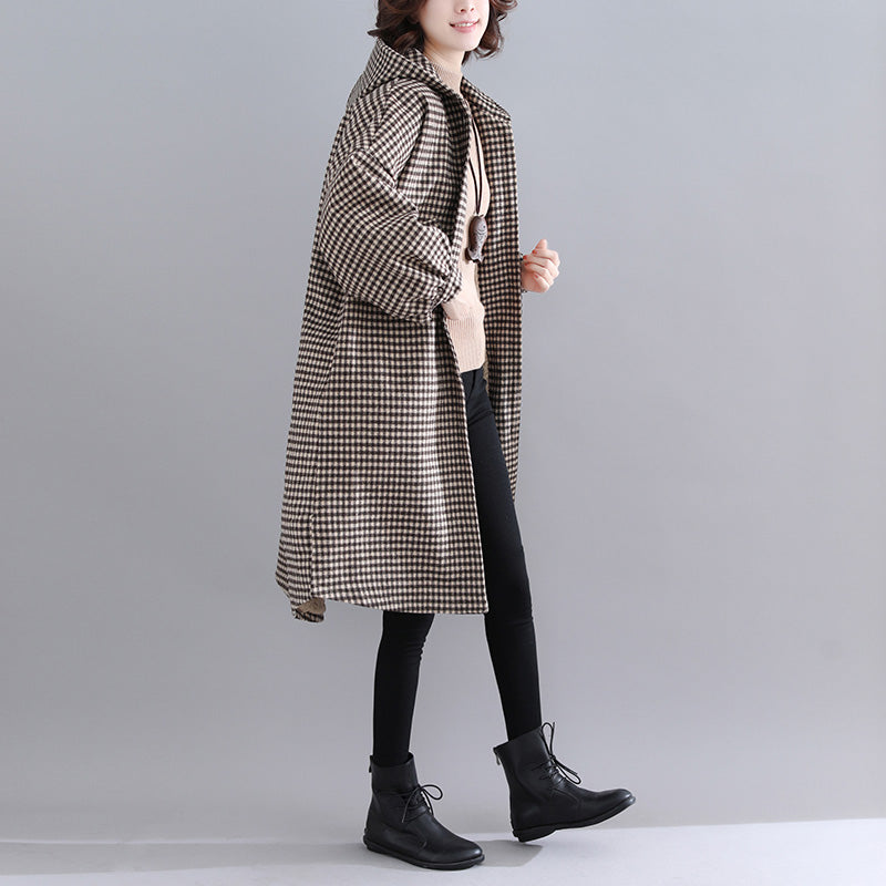 Thick Plaid Parkas Hooded Warm Winter Coat Long Sleeve Winter Coats