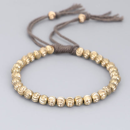 Tibetan Copper Bead Spiritual Bracelet for Luck & Balance
