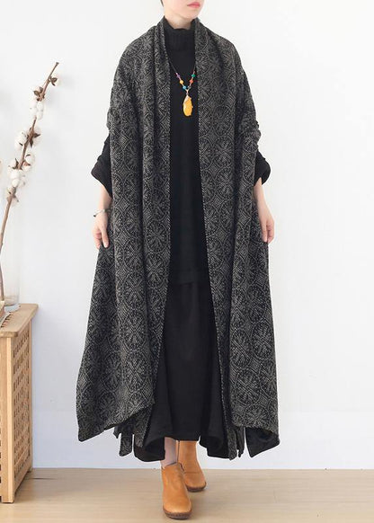Jackets & Coats Cloak Coatgrayv Neck Woolen Outwear