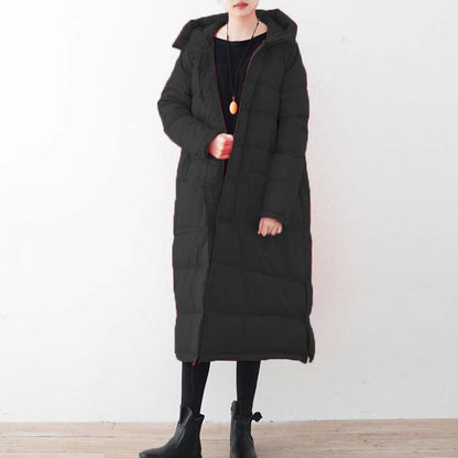 Fine Black Down Coat Oversized Puffers Jackets New Chinese Button Coats Hooded