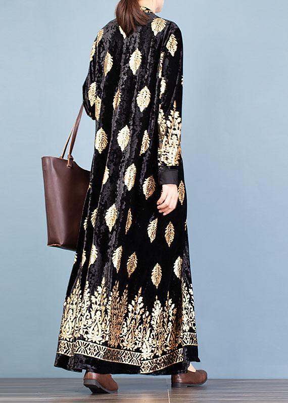 Fine Black Print Coats Fall Two Pieces Cardigan