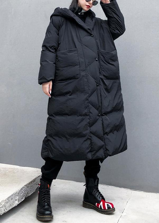 Fine Black Parkas Winter Hooded Pockets Outwear