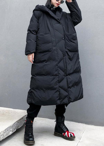Fine Black Parkas Winter Hooded Pockets Outwear