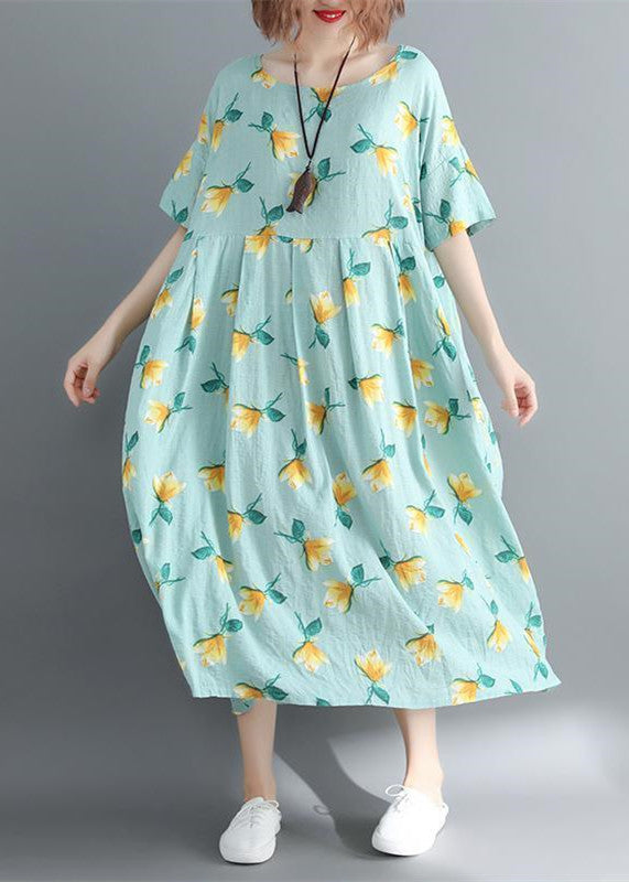 Fine Midi Cotton Dresses Clothing Dress Short Sleeve O Neck Long Dress