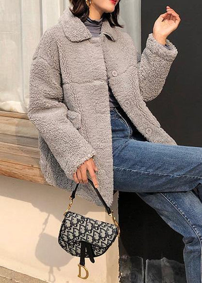Fine Gray Woolen Overcoat Clothing Winter Coat Lapel Collar Winter Outwear