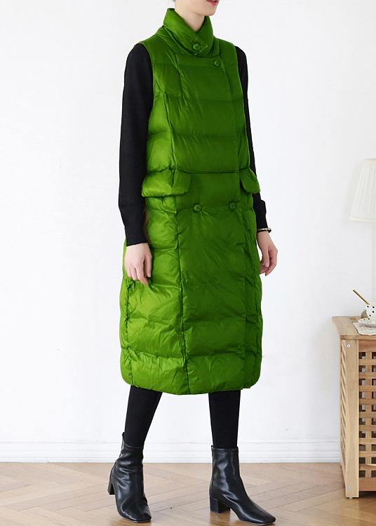 Fine Green Back Side Winter Parkas Clothing Winter Jacket Stand Collar Sleeveless Winter Outwear