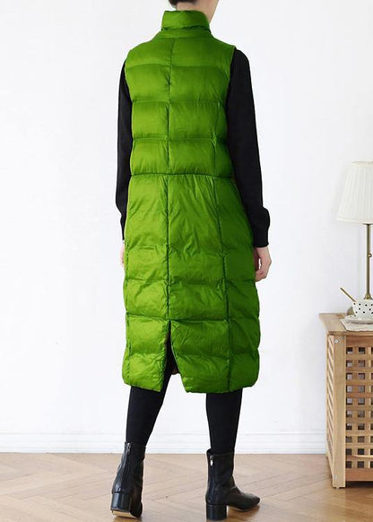 Fine Green Back Side Winter Parkas Clothing Winter Jacket Stand Collar Sleeveless Winter Outwear