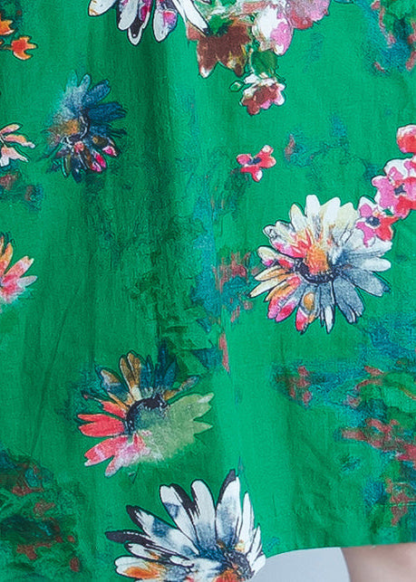 Fine Green Chiffon Dress Oversize Traveling Dress Boutique Short Sleeve Prints Chiffon Clothing Dresses