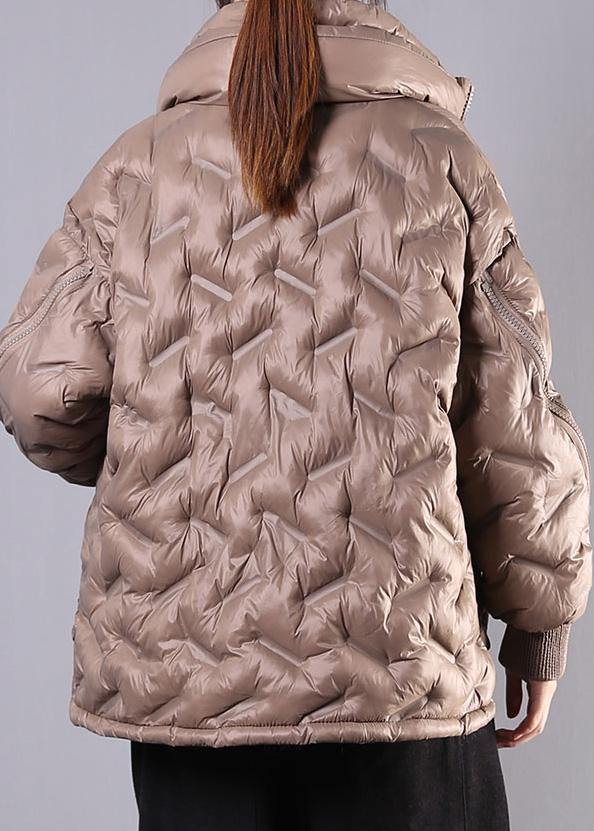 Fine Khaki Coat Oversized Jackets & Coats Stand Collar Zippered Outwear