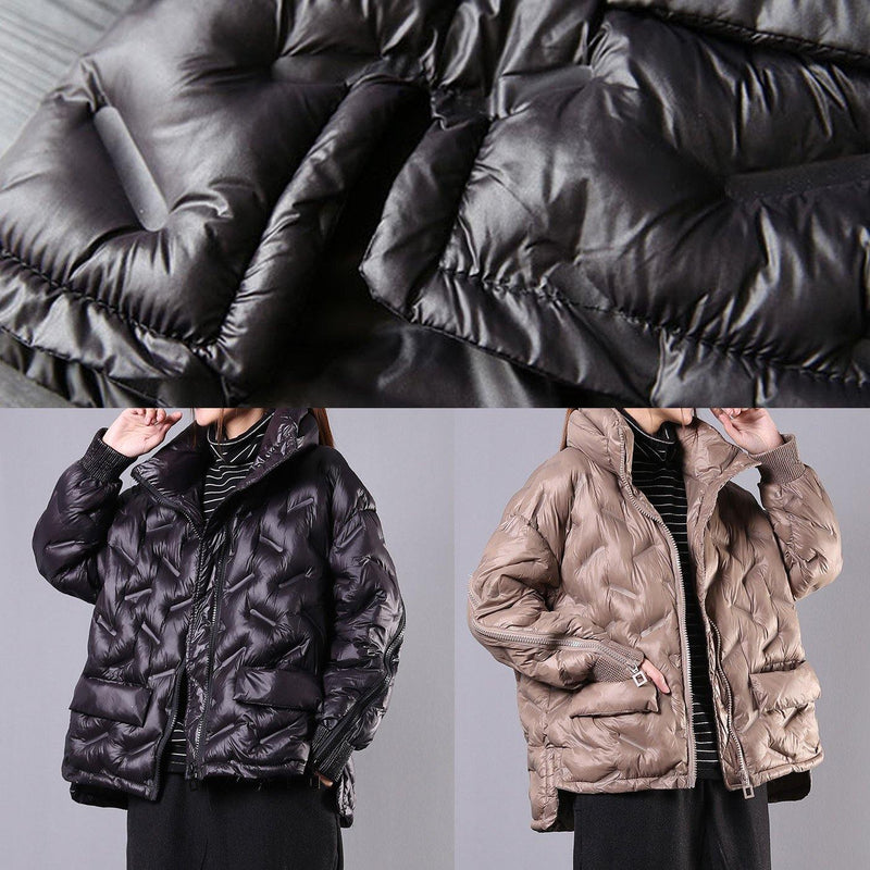 Fine Khaki Coat Oversized Jackets & Coats Stand Collar Zippered Outwear