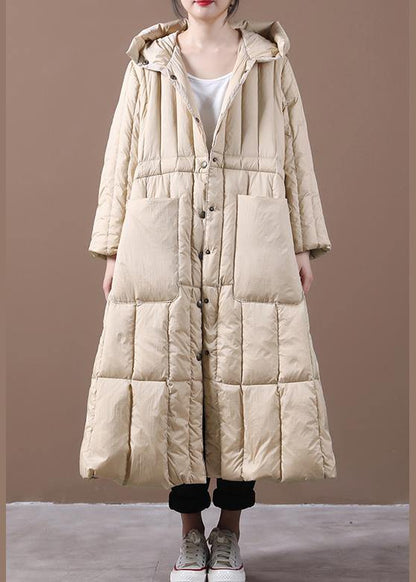 Khaki Down Jacket Woman Winter Parka Hooded Pockets New Jackets